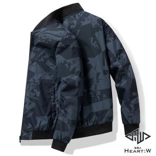 【Heart:W 新職人】 現貨 潮流幾何迷彩棒球領防風外套※(春秋/風衣外套/立領外套/通勤穿搭/售完不補)