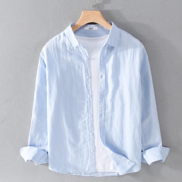 【巴黎精品】現貨+預購 襯衫長袖上衣(棉麻文藝休閒舒適男裝7色a1bu51)