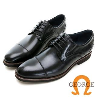【GEORGE 喬治皮鞋】Amber系列 高質感苯染牛皮橫飾紳士鞋 -黑 315008BR10
