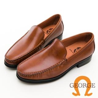 【GEORGE 喬治皮鞋】都會休閒 素面真皮木根樂福鞋 -棕 315002CZ24