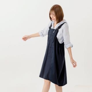 【OB 嚴選】純棉大口袋腰抽繩可調節插釦吊帶裙親子款女 《DA9533》