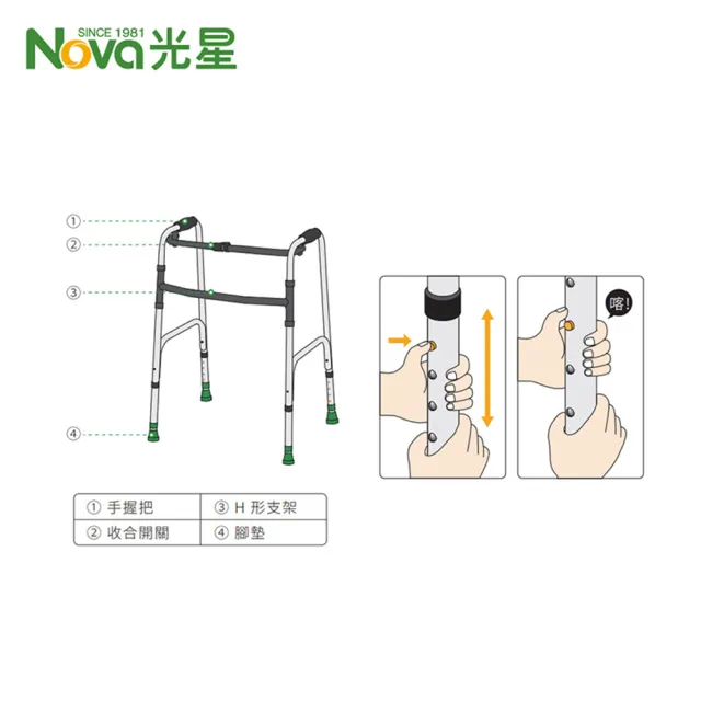 【NOVA 光星】迷你款 助行器(適用身高140-160cm 迷你助行器)