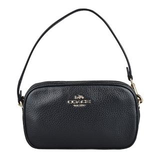 【COACH】COACH JAMIE 立體LOGO荔枝紋牛皮拉鍊肩揹包(黑)