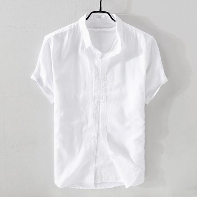 【巴黎精品】現貨+預購 襯衫短袖上衣(透氣棉麻翻領簡約男裝7色a1bu2)