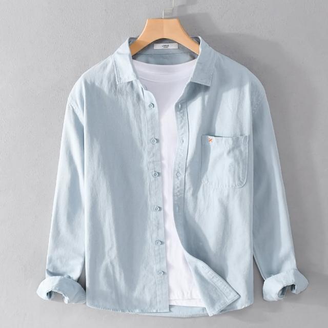 【巴黎精品】現貨+預購 襯衫長袖上衣(休閒日系簡約百搭男裝5色a1bu50)
