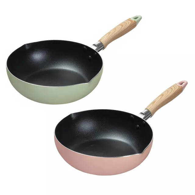 【Pearl Life 珍珠金屬】日本NATURAL COOK PURE 不沾深型炒鍋 24cm IH爐可用鍋(不挑爐具、2色可選)