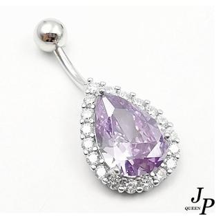 【Jpqueen】燦爛水滴亮眼鋯石肚臍環(紫色)