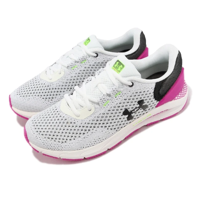 UNDER ARMOUR 慢跑鞋 HOVR Intake 6 女鞋 白 粉紅 緩衝 運動鞋 針織鞋面 路跑 UA(3026141103)