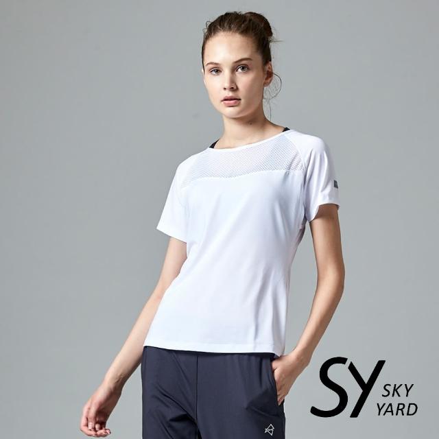 【SKY YARD】網路獨賣款-透氣挖背運動T恤(白色)