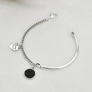 【巴黎精品】現貨+預購 925純銀手鍊愛心手鏈(滴膠圓牌百搭個性女飾品a1bo73)