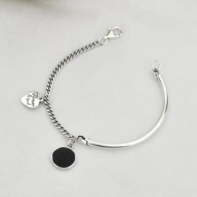 【巴黎精品】現貨+預購 925純銀手鍊愛心手鏈(滴膠圓牌百搭個性女飾品a1bo73)