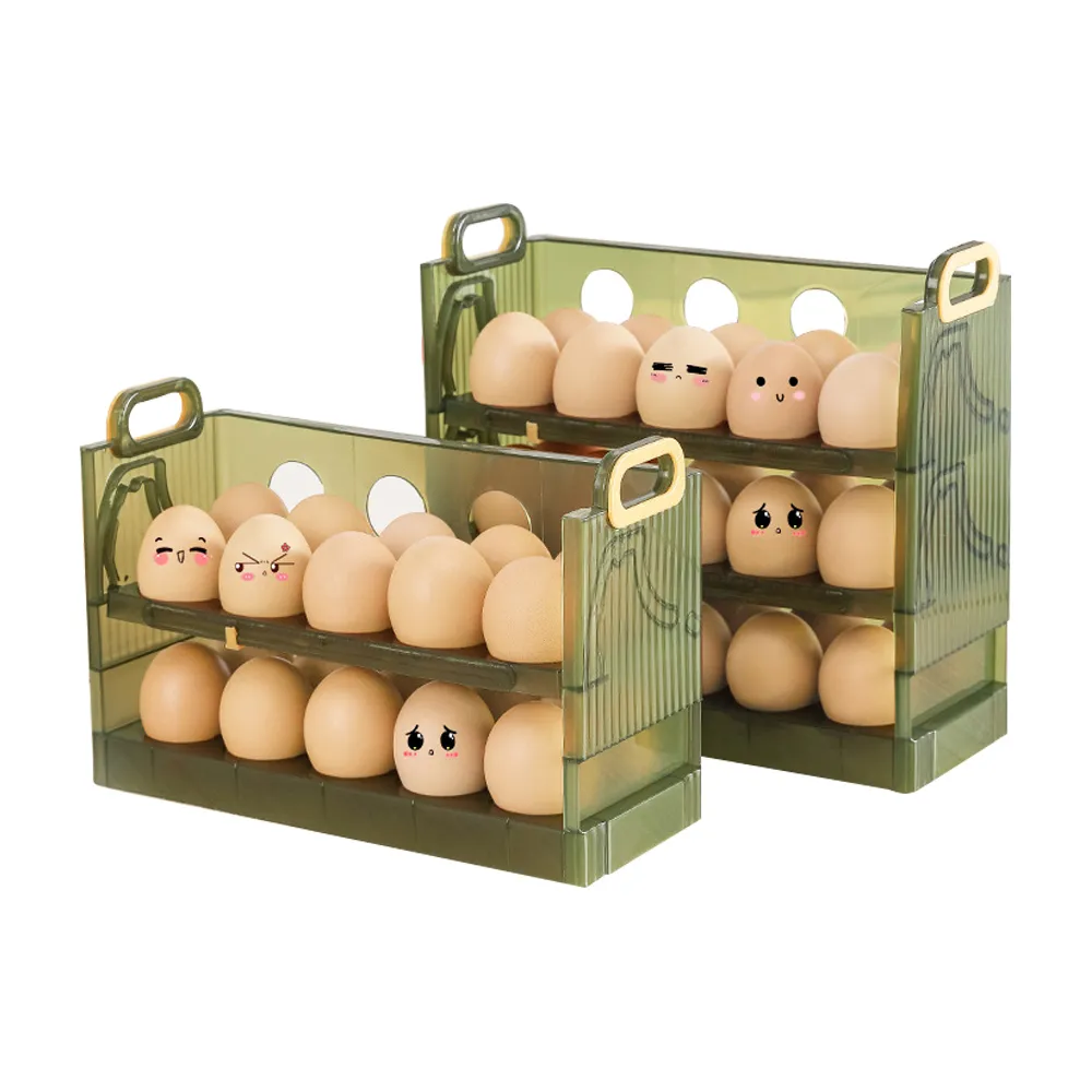 【SUNORO】自動翻轉雞蛋收納盒(冰箱收納盒/蛋盒/雞蛋保鮮盒/雞蛋收納架)