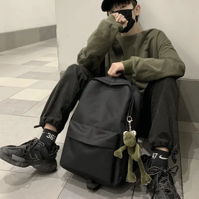 【E.City】雙11 街頭風黑色背包雙肩包(男女皆可用)