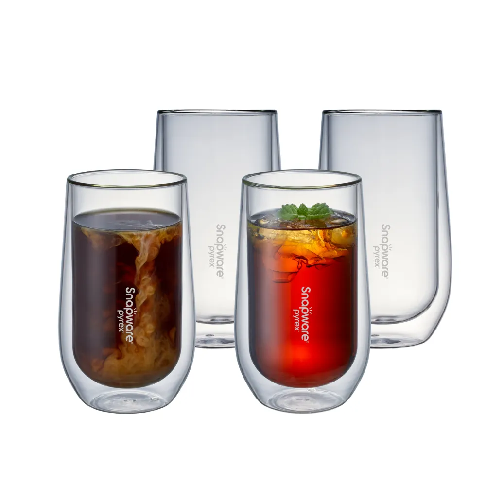 【康寧 Snapware】4入 雙層耐熱玻璃杯400ml