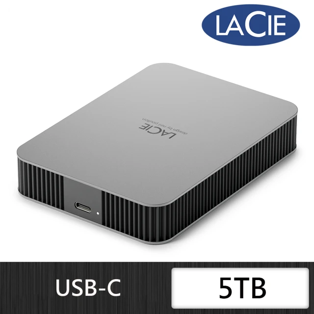 【LaCie 萊斯】Mobile Drive USB-C 5TB 外接硬碟-月光銀(STLP5000400)