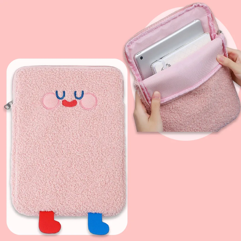 【可愛必備】韓版毛絨平板收納包-11吋(造型筆電收納袋 繪圖板 防撞包 內膽包 iPad保護套 女用 學生禮物)