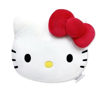 【小禮堂】Hello Kitty 車用造型絨毛安全帶護套 - 大臉款(平輸品)