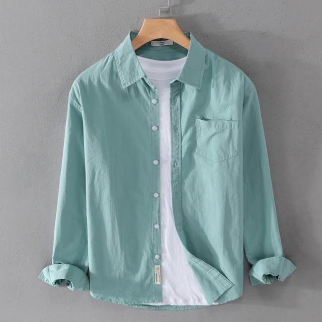 【巴黎精品】現貨+預購 襯衫長袖上衣(純棉百搭休閒清新男裝6色a1bu54)