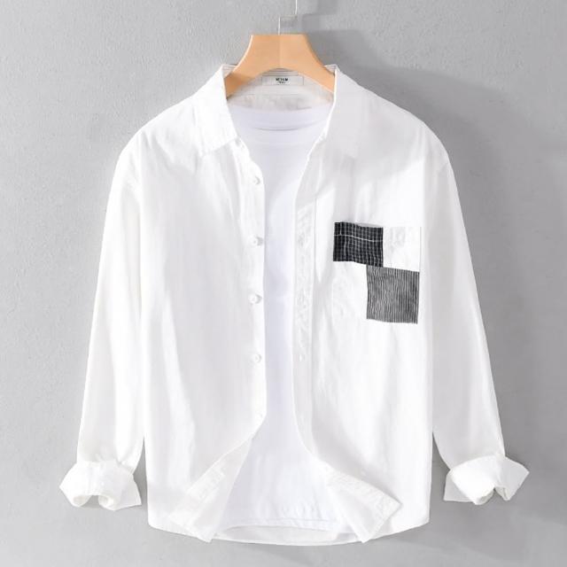 【巴黎精品】現貨+預購 襯衫長袖上衣(清新舒適百搭休閒男裝3色a1bu57)