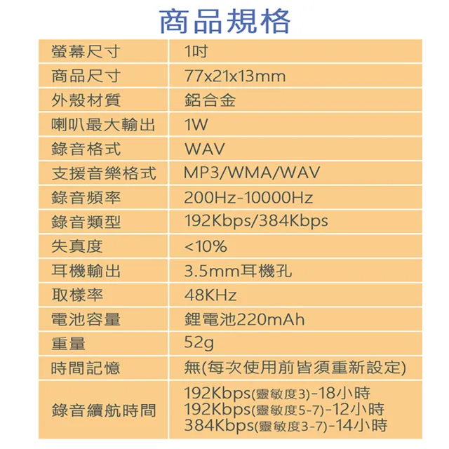 【勝利者】K60微型降噪錄音筆(含32G記憶卡)