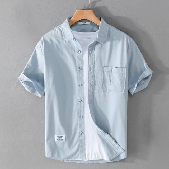 【巴黎精品】現貨+預購 襯衫短袖上衣(休閒寬鬆帥氣潮流男裝2色a1bu121)