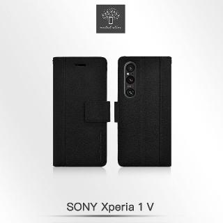 【Metal-Slim】Sony Xperia 1 V 高仿小牛皮皮質拼接磁扣TPU皮套