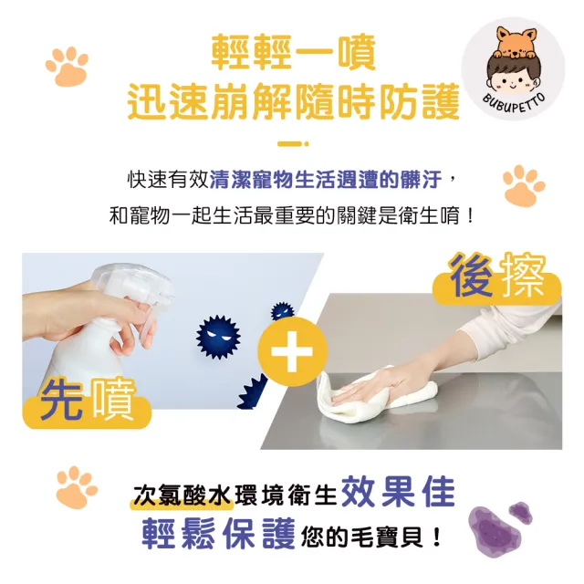 【BUBUPETTO】毛孩玩具用免稀釋次氯酸水500mlx1瓶(毛小孩 寵物 玩具)