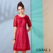 【LUNG.L 林佳樺】LM33H#紅色蕾絲圓領五分袖洋裝(女裝)