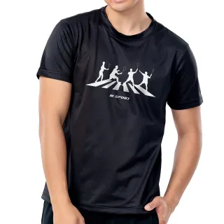 【MISPORT 運動迷】台灣製 運動上衣 T恤-斑馬線上羽球派對/運動排汗衫(MIT專利呼吸排汗衣)