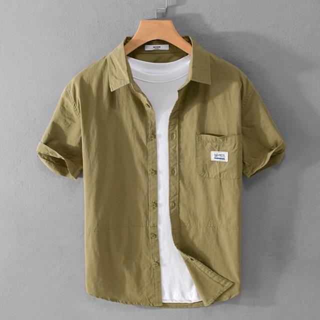 【巴黎精品】現貨+預購 襯衫短袖上衣(休閒簡約工裝寬鬆男裝3色a1bu105)