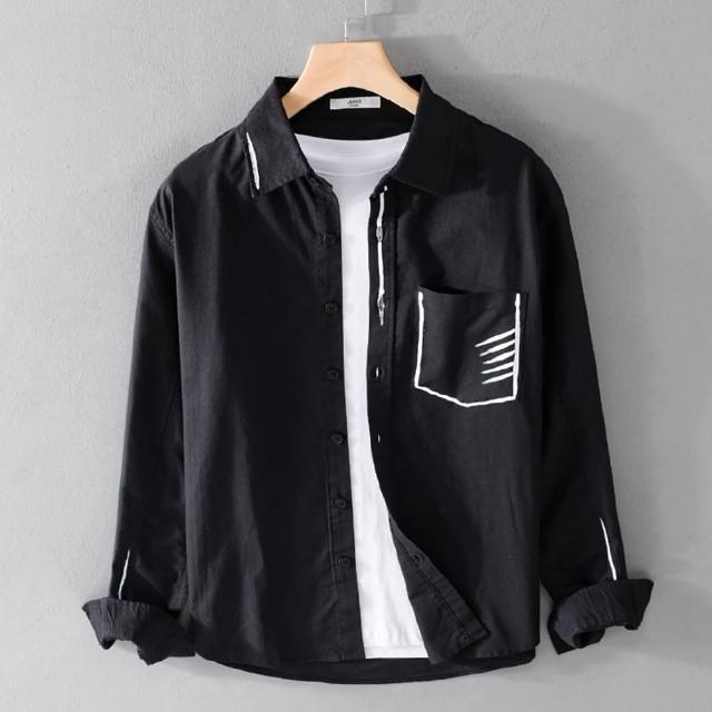 【巴黎精品】現貨+預購 襯衫長袖上衣(潮流印花痞帥百搭流行男裝2色a1bu88)