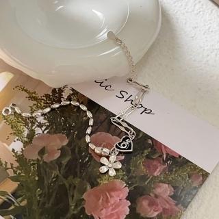 【巴黎精品】現貨+預購 925純銀手鍊小花手鏈(愛心橢圓珠鍊個性女飾品a1bo20)