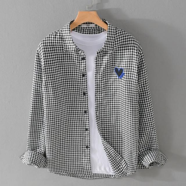 【巴黎精品】現貨+預購 襯衫長袖上衣(千鳥格休閒痞帥百搭男裝a1bu94)