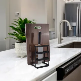 工業風不鏽鋼菜刀砧板架(菜刀砧板架)