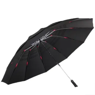 【德利生活】140cm超大雙層透氣反向折疊晴雨傘(超大反向傘/傘下直徑140cm/摺疊自動傘)
