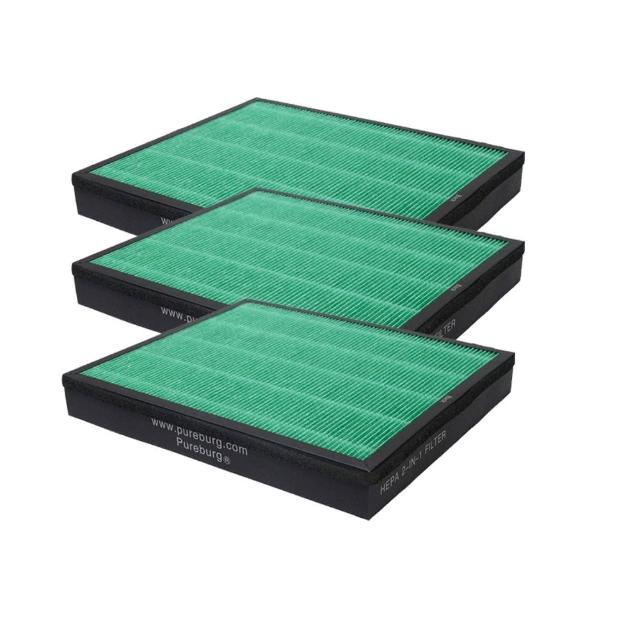 【PUREBURG】適用格威Coway AP-2318P三重防禦寵物空氣清淨機 副廠HEPA活性碳2合1濾網組(完整更換3入組)