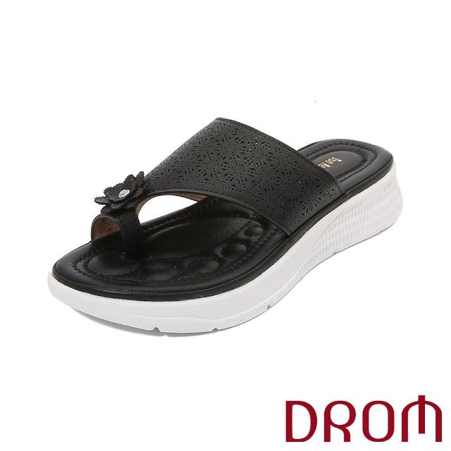 【DROM】厚底拖鞋 縷空拖鞋/典雅復古縷空刻花舒適厚底拖鞋(2色任選)