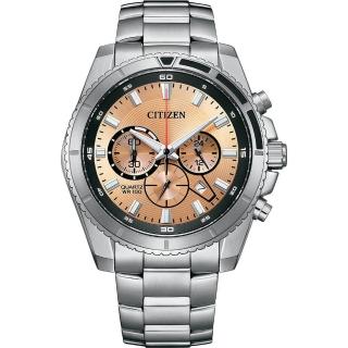 【CITIZEN 星辰】Chronograph 紳男計時男錶-銀色面/44mm 手錶 禮物 推薦(AN8200-50X)