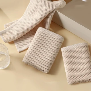 【Airy 輕質系】全棉超吸水蜂窩紋方巾抹布3入組