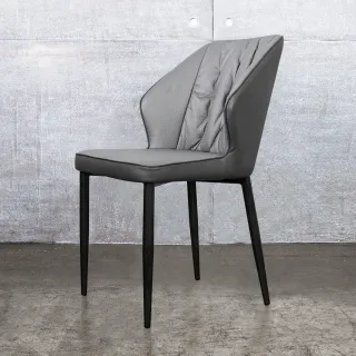 【H&D 東稻家居】CB1134 鐵灰色皮質餐椅(扶手椅 餐椅)