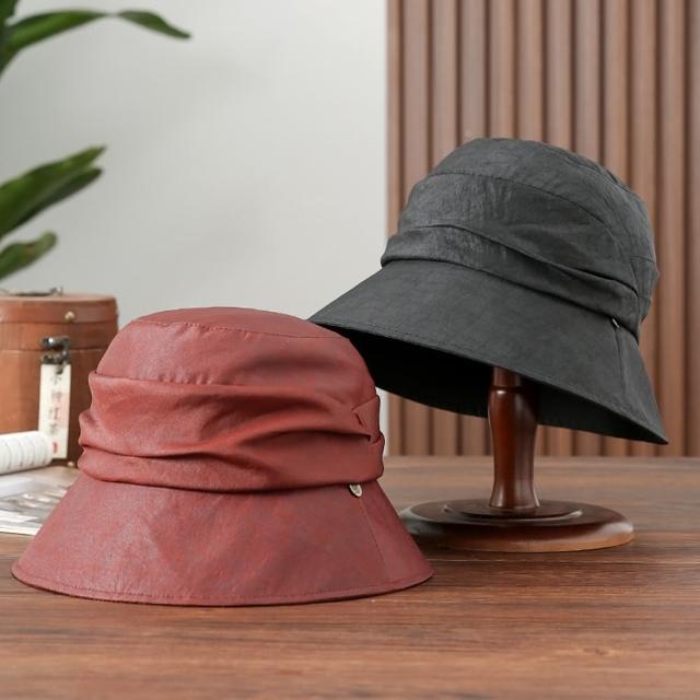 【米蘭精品】現貨+預購 遮陽帽桑蠶絲漁夫帽(香雲紗夏季防曬素色女帽子2色74ej16)