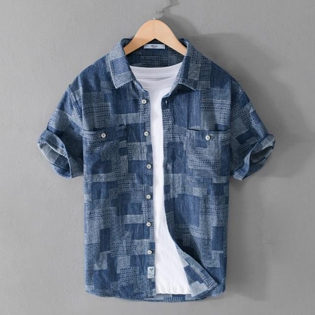 【巴黎精品】現貨+預購 襯衫短袖上衣(工裝牛仔寬鬆帥氣流行男裝a1bu118)