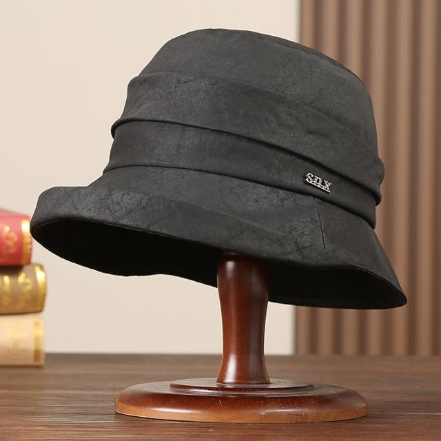 【米蘭精品】現貨+預購 遮陽帽桑蠶絲漁夫帽(重磅香雲紗防曬輕奢褶皺女帽子2色74ej5)