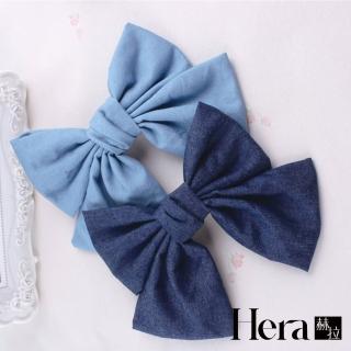 【HERA 赫拉】森林系大蝴蝶結牛仔彈簧夾 H112031406(韓系小髮夾 經典髮飾 邊夾 平價 髮飾 送禮 彈簧夾)