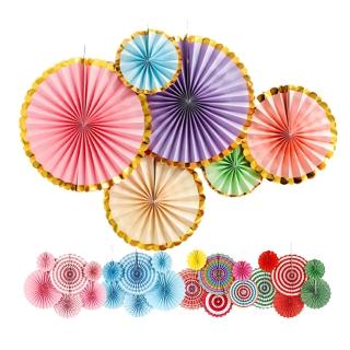 【砌氛Kibun】派對佈置紙扇花6入組1組(生日 氣球 求婚 告白 周歲 畢業 聖誕節 佈置)