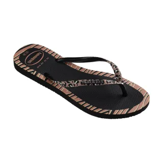 【havaianas 哈瓦仕】拖鞋 女鞋 夾腳拖 動物紋 Slim Animals Fashion 黑 4147966-0090W(哈瓦士)