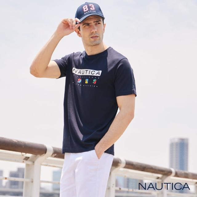 【NAUTICA】男裝 童趣LOGO短袖T恤(深藍)