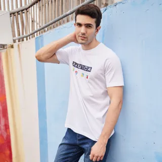 【NAUTICA】男裝 童趣LOGO短袖T恤(白色)