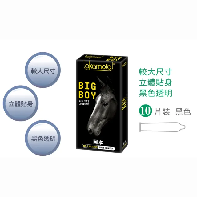 【okamoto 岡本】BIG BOY大黑馬 保險套 10入*3盒(共30入)
