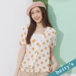 【betty’s 貝蒂思】V領點點印花假兩件上衣(駝色)